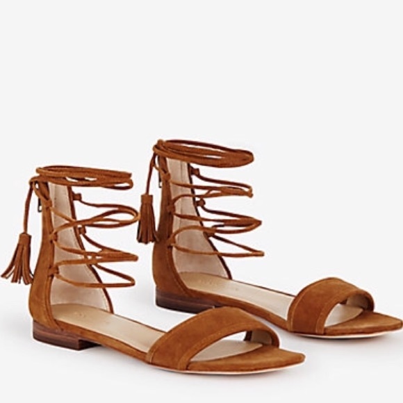 NWT Ann Taylor Suede Astrid Laceup Sandals Sz 8.5 - Picture 1 of 8
